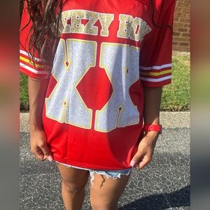 Chris Brown Tour 2025 Breezybowl Red and Yellow Graphic Jersey Top